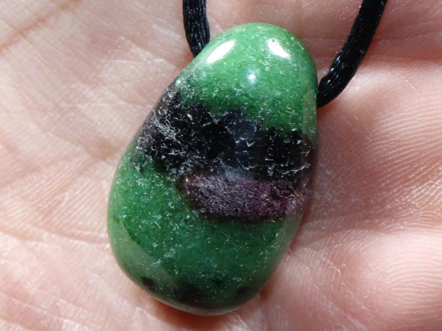 Ruby in zoisite on cord