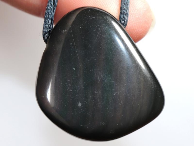 Rainbow obsidian on cord