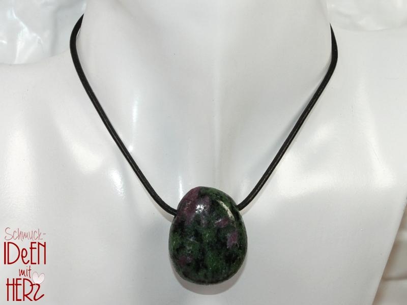 Ruby in zoisite on cord