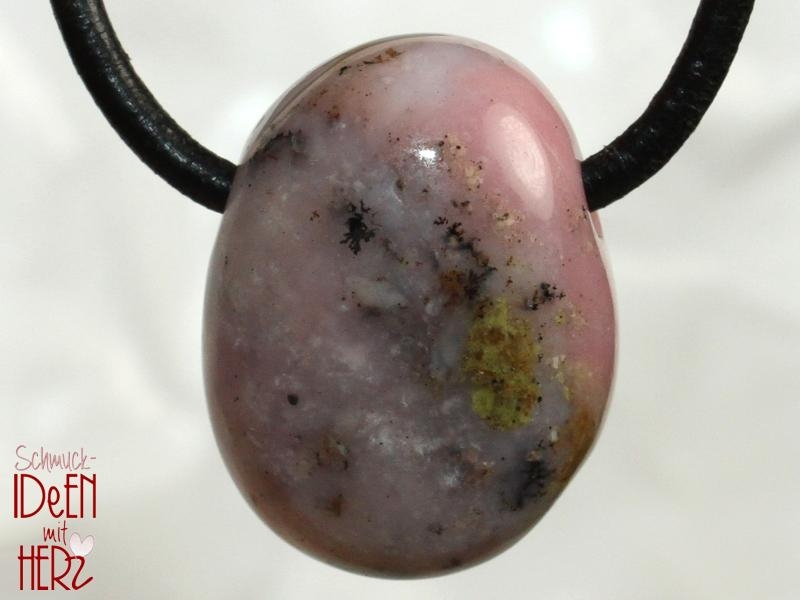 Pink opal on cord