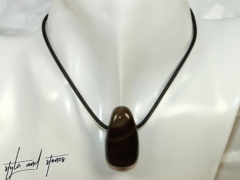 Black agate on cord