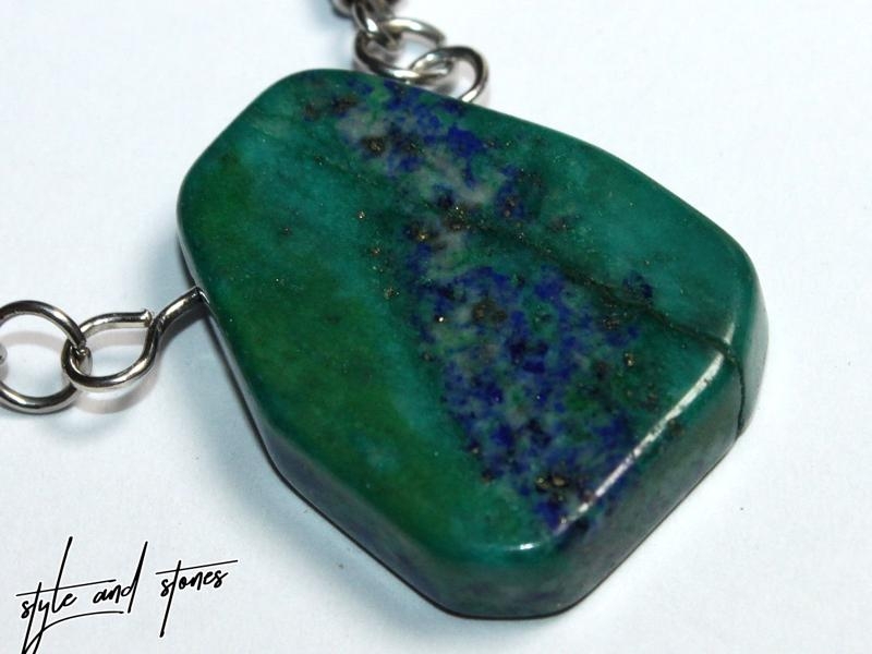 Chrysocolla lapis on cord