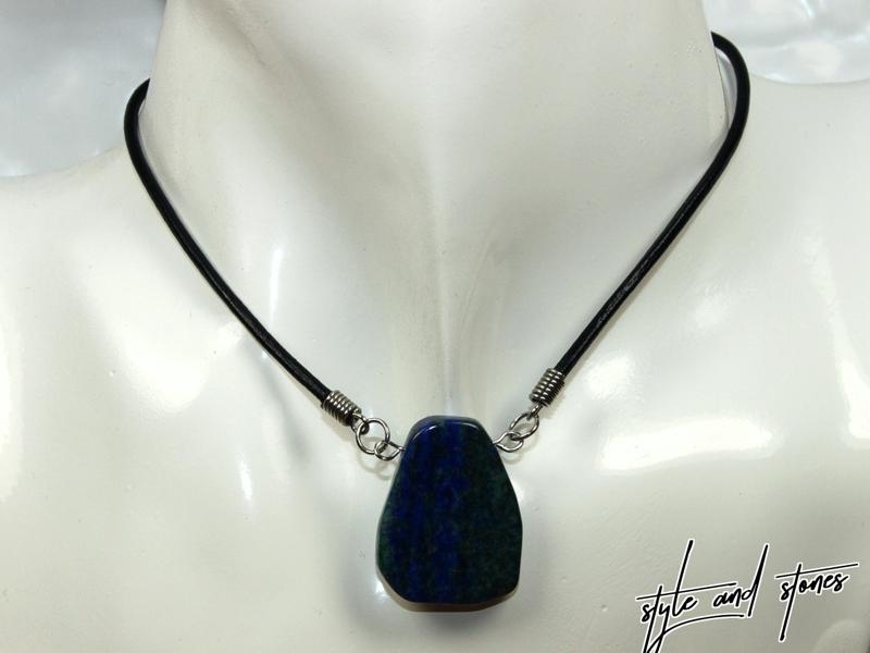 Chrysocolla lapis on cord