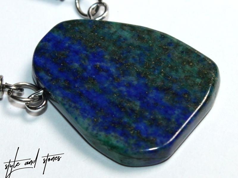 Chrysocolla lapis on cord