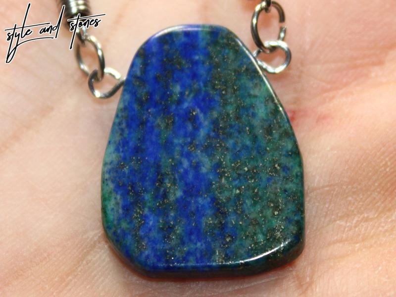 Chrysocolla lapis on cord