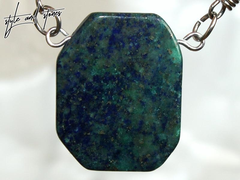 Chrysocolla lapis on cord