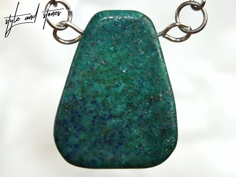 Chrysocolla lapis on cord