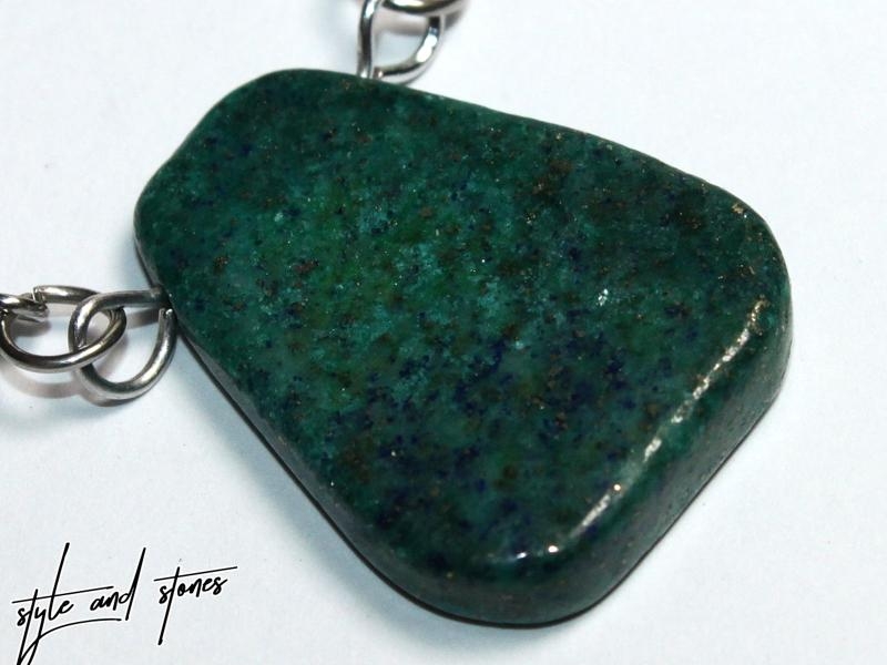 Chrysocolla lapis on cord