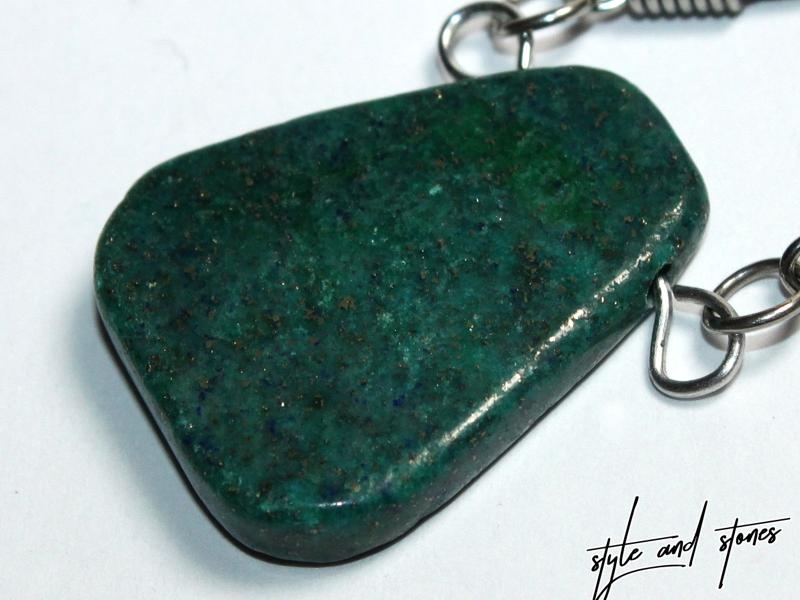 Chrysocolla lapis on cord