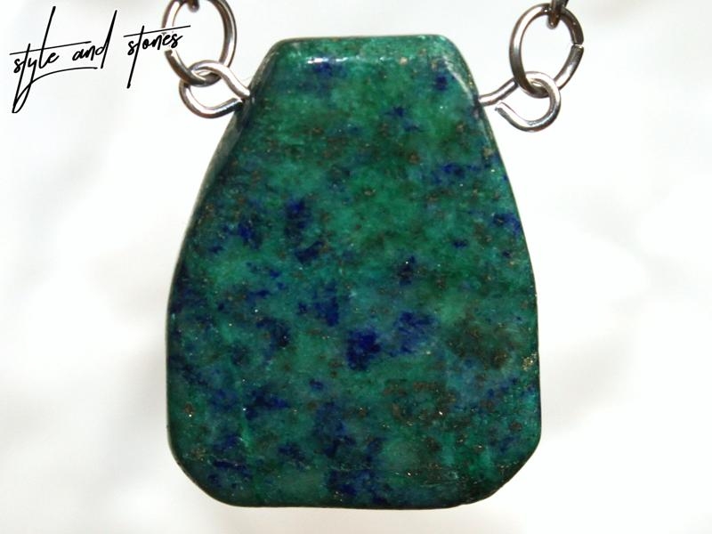 Chrysocolla lapis on cord