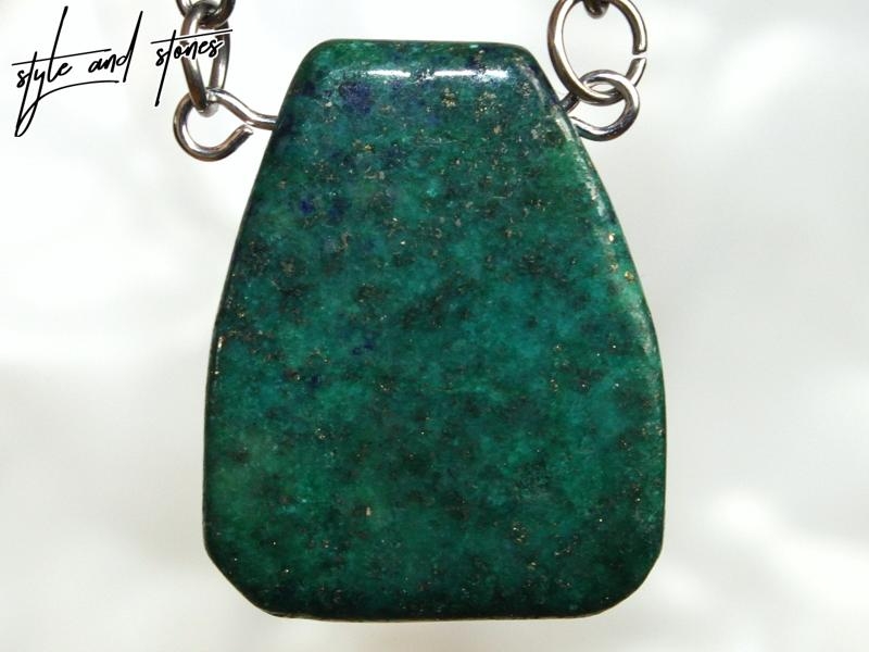 Chrysocolla lapis on cord