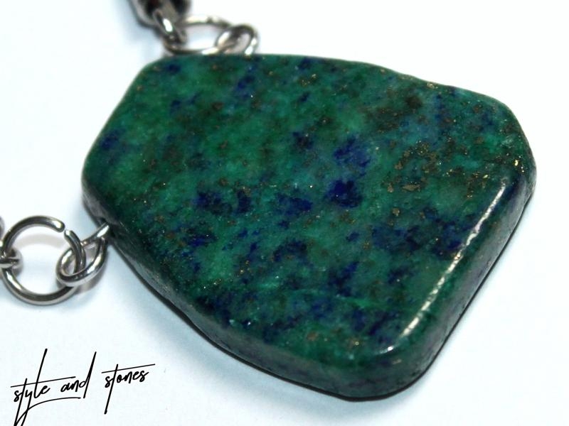 Chrysocolla lapis on cord