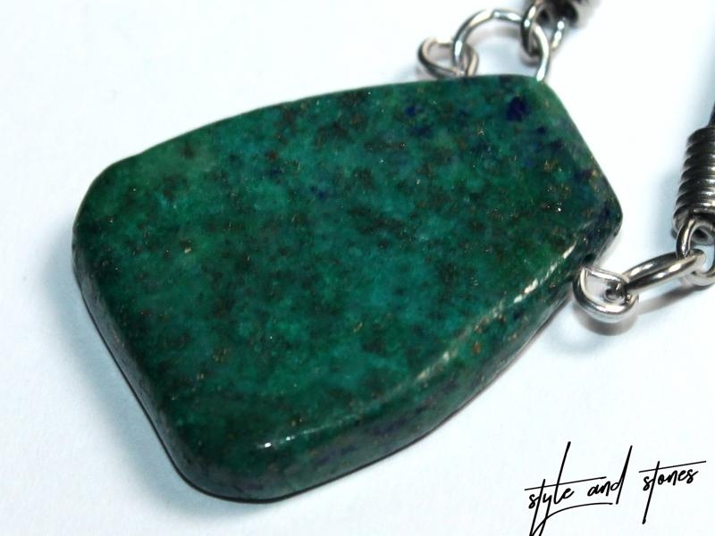 Chrysocolla lapis on cord