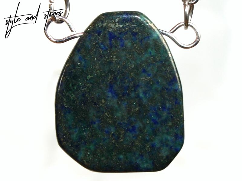 Chrysocolla lapis on cord