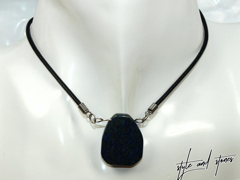 Chrysocolla lapis on cord