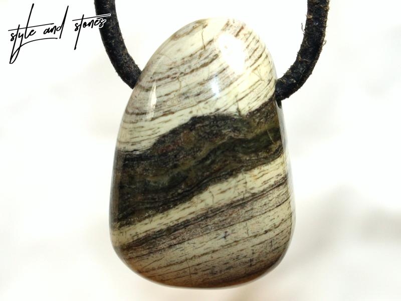 Silverleaf jasper on cord