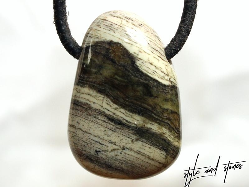 Silverleaf jasper on cord