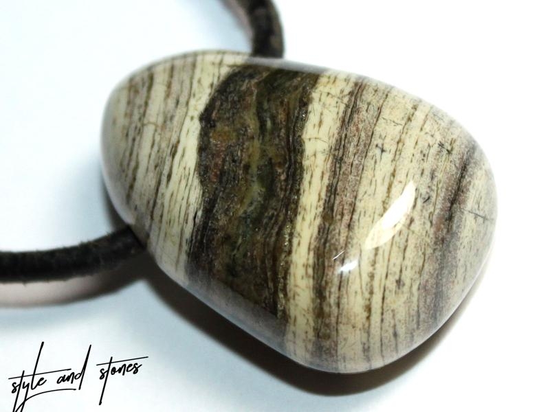 Silverleaf jasper on cord