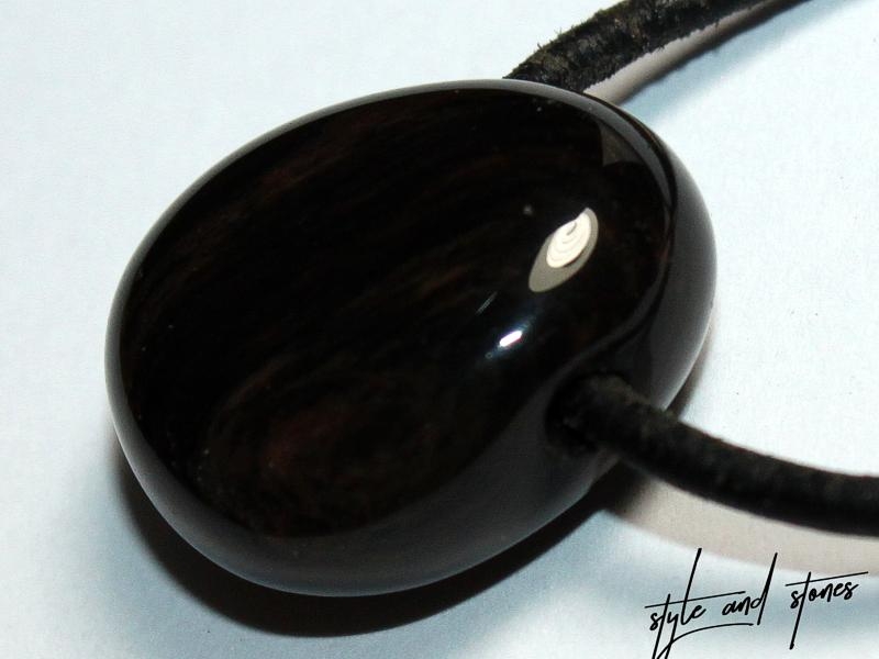 Gold obsidian on cord