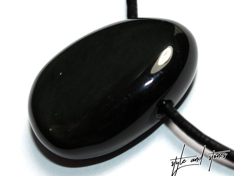 Rainbow obsidian on cord