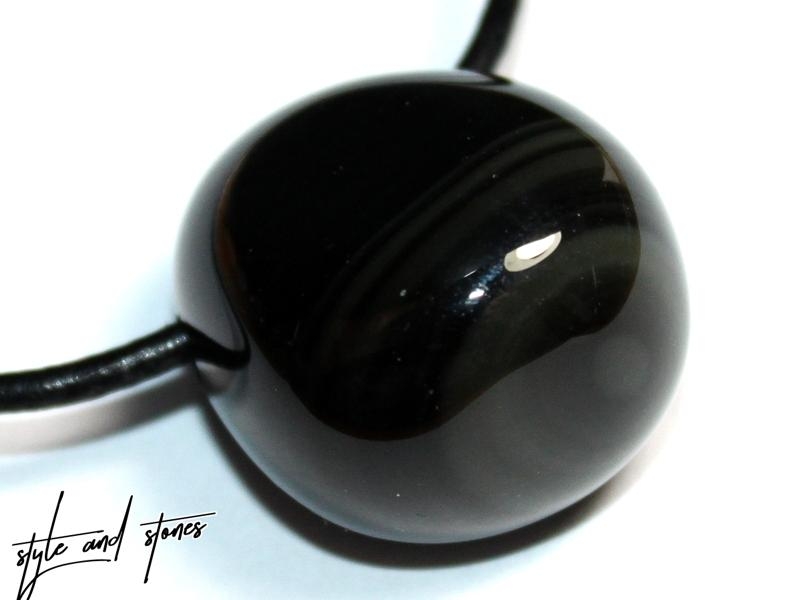 Rainbow obsidian on cord