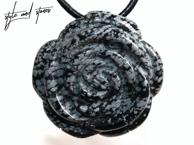 Snowflake obsidian on cord