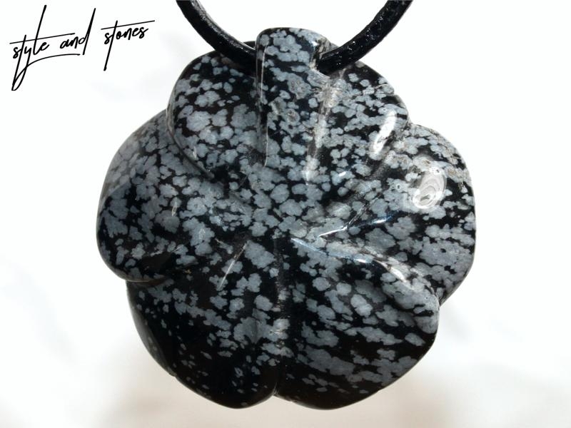 Snowflake obsidian on cord