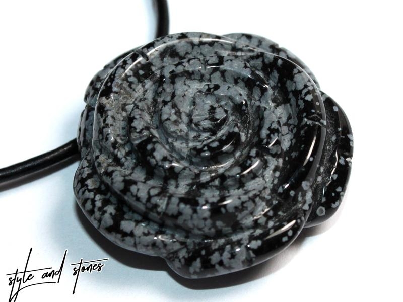 Snowflake obsidian on cord