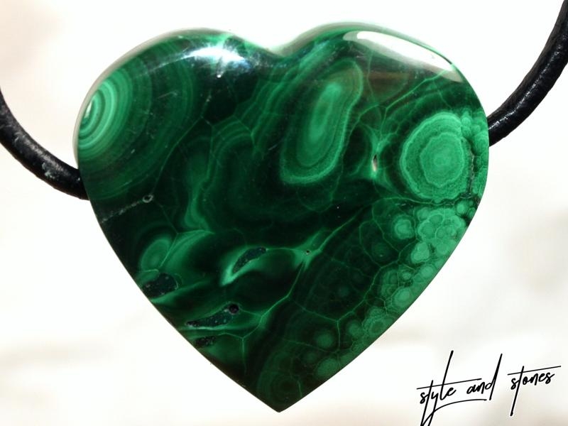 Malachite on cord