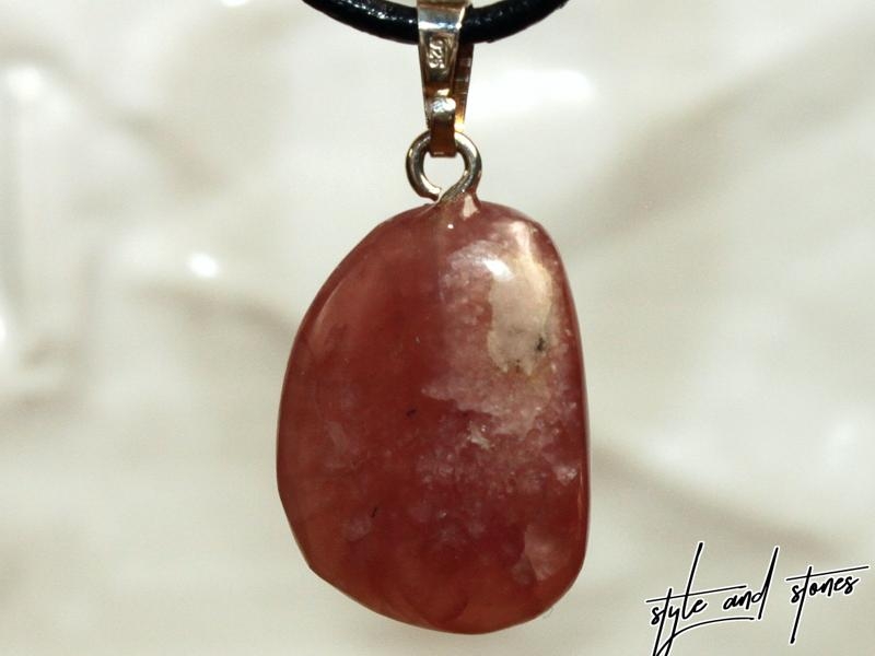 Rhodochrosite on cord