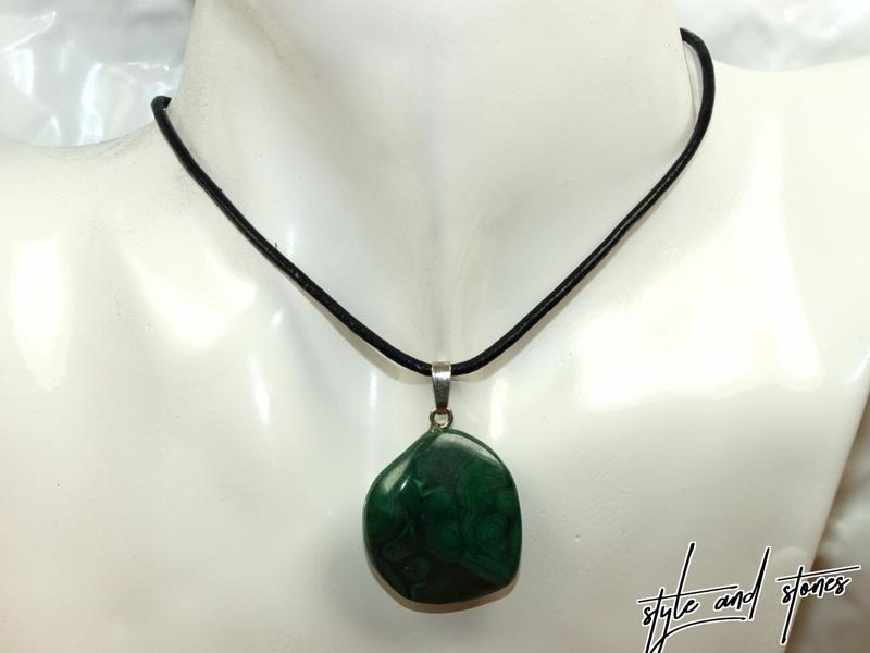 Malachite on cord