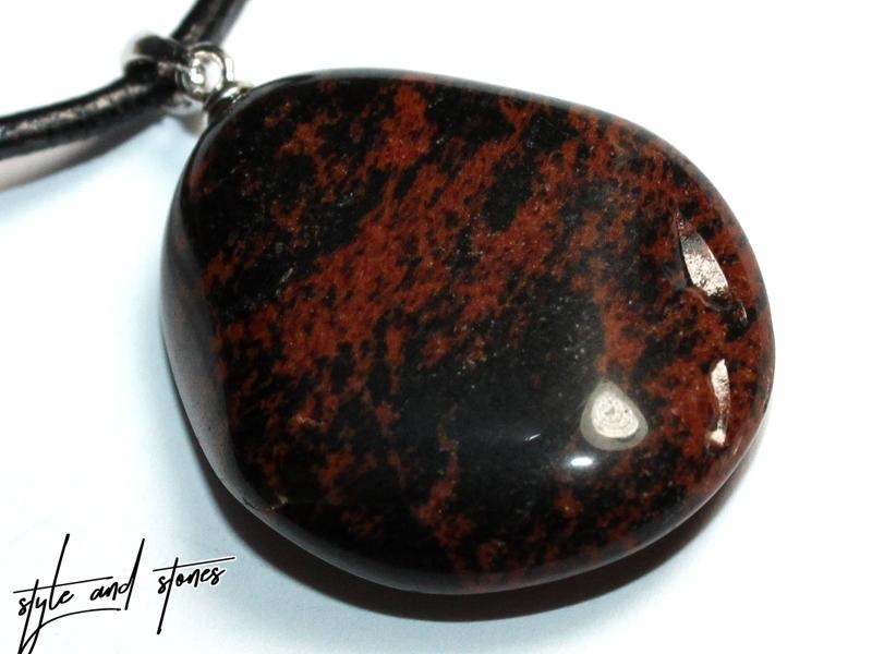 Mahogany obsidian on cord