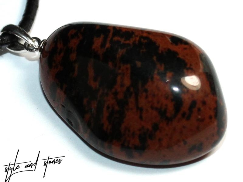 Mahogany obsidian on cord