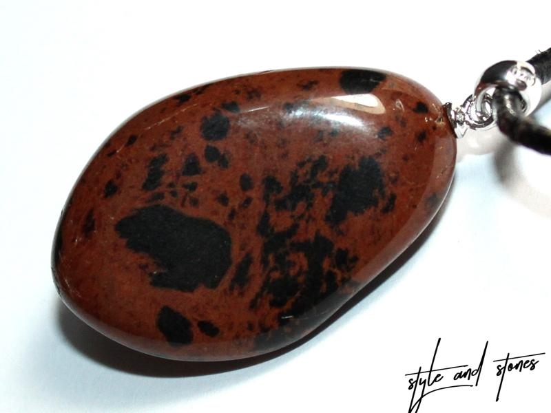 Mahogany obsidian on cord