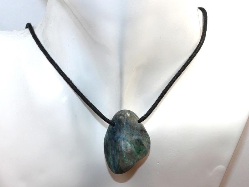 Chrysocolla in quartz on cord