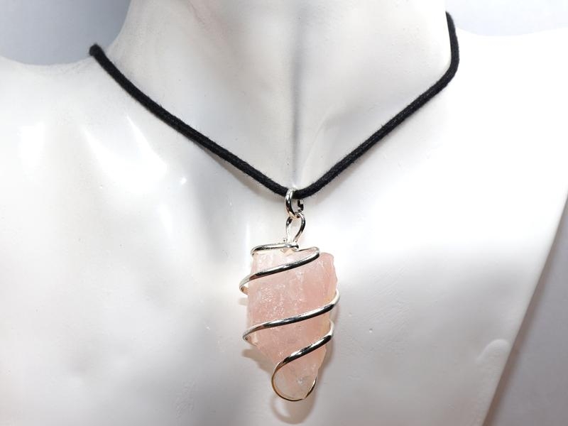 Rose quartz on cord