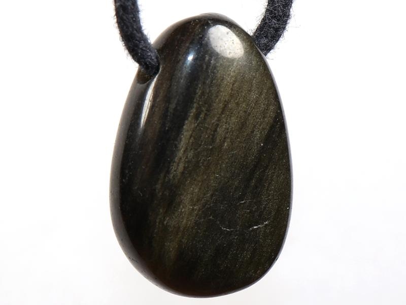 Gold obsidian on cord