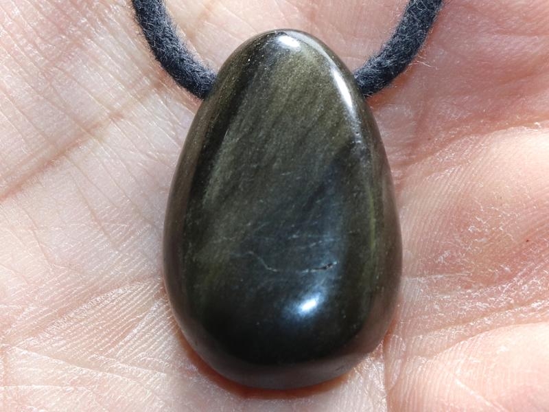 Gold obsidian on cord