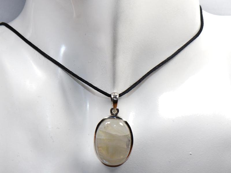 White labradorite on cord