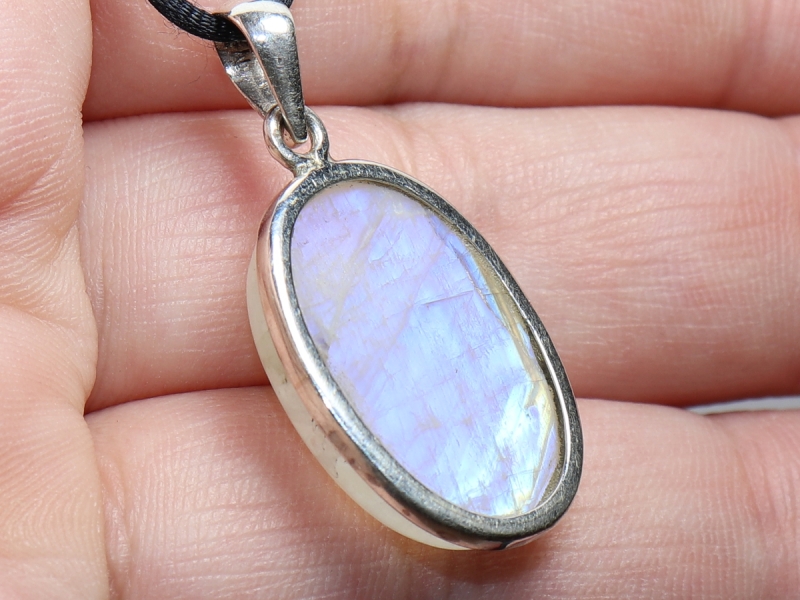 white labradorite with cord or silver 925
