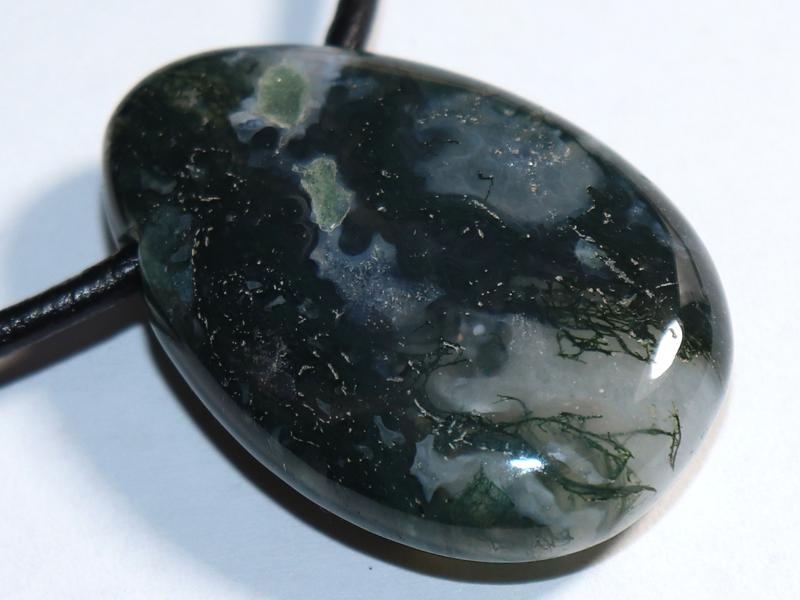 Moss agate on cord