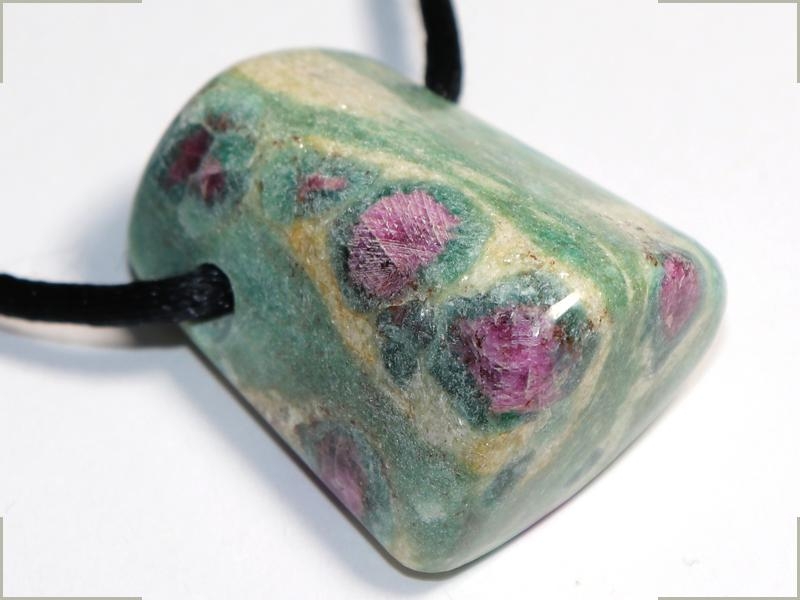 Ruby in fuchsite on cord