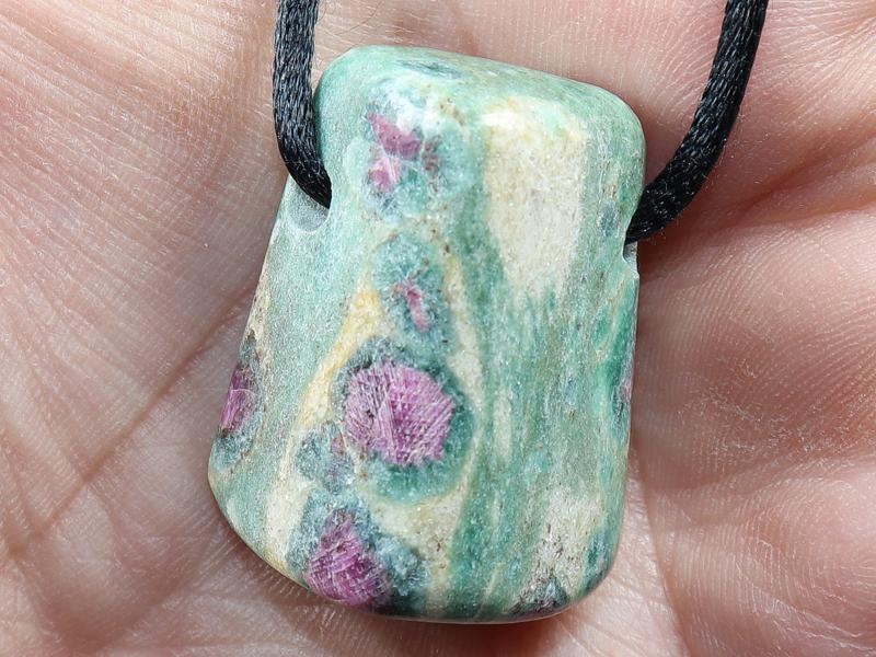 Ruby in fuchsite on cord