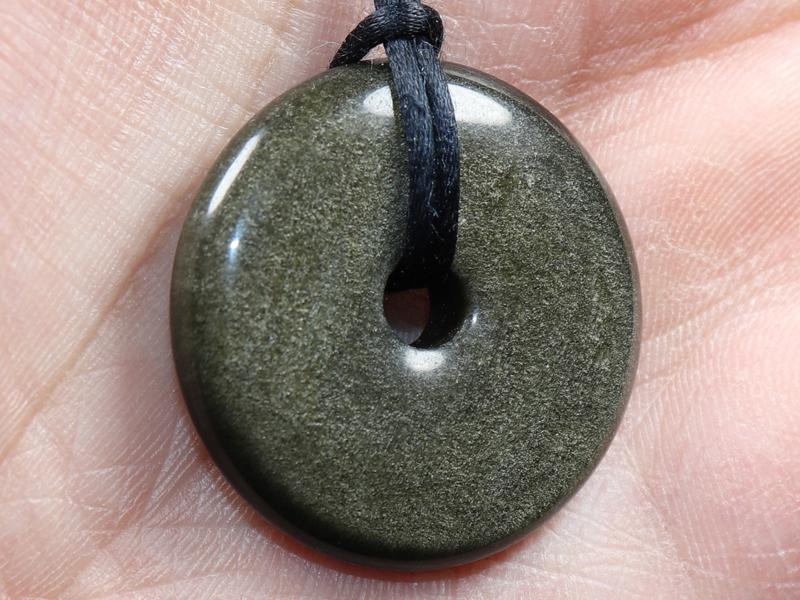 Gold obsidian on cord