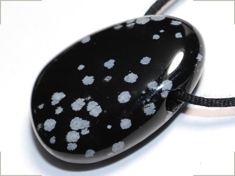 Snowflake obsidian on cord