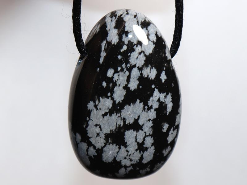 Snowflake obsidian on cord