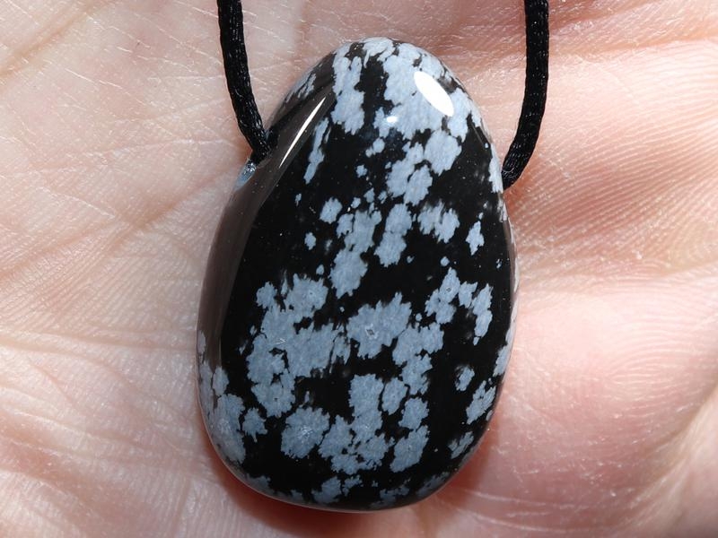 Snowflake obsidian on cord