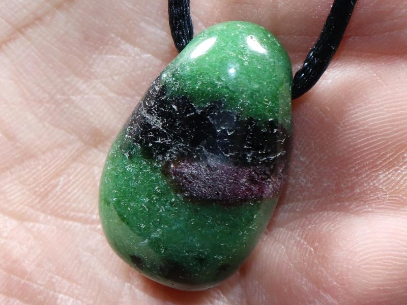 Ruby in zoisite on cord