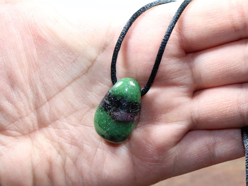 Ruby in zoisite on cord