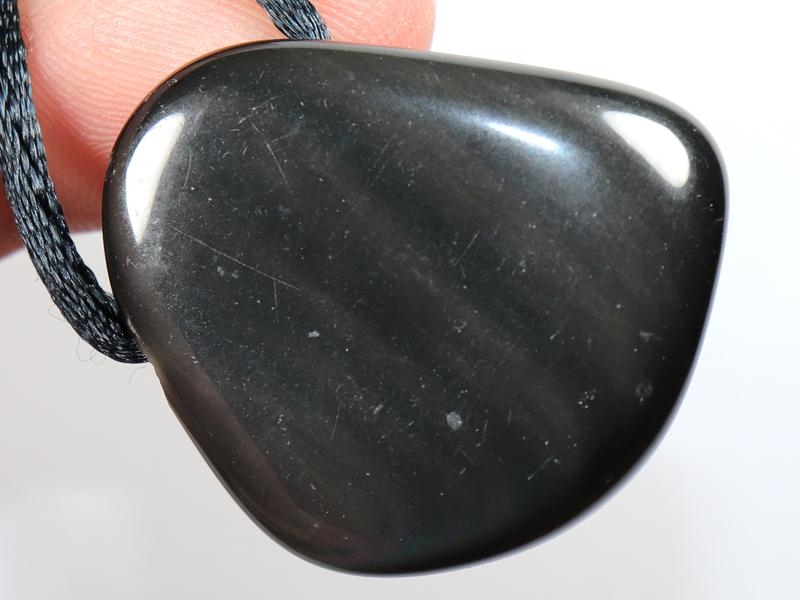 Rainbow obsidian on cord